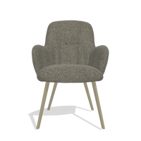 Dining Chair Mancini 6538 in Sneak 10 fabric (dark grey), champagne legs, front view