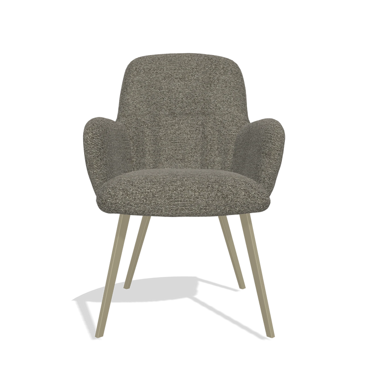 Dining Chair Mancini 6538 in Sneak 10 fabric (dark grey), champagne legs, front view