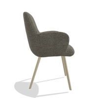 Dining Chair Mancini 6538 in Sneak 10 fabric (dark grey), champagne legs, side view