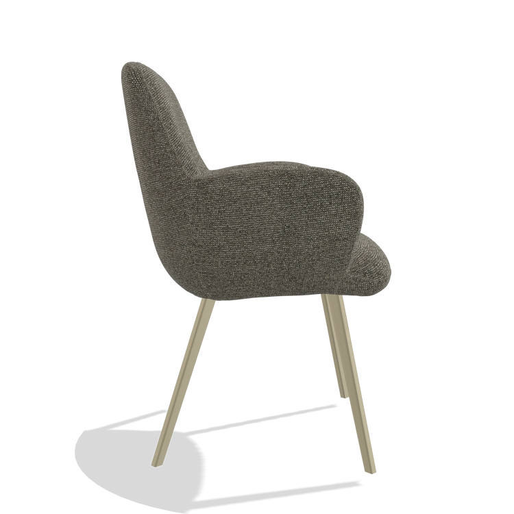 Dining Chair Mancini 6538 in Sneak 10 fabric (dark grey), champagne legs, side view