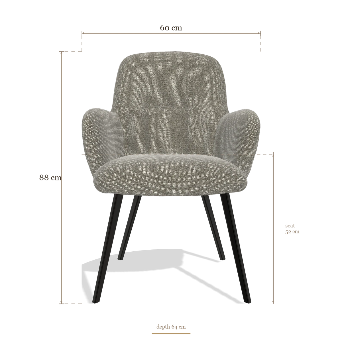 Dining Chair Mancini 6538, dimensions 60 x 64 x 88 cm