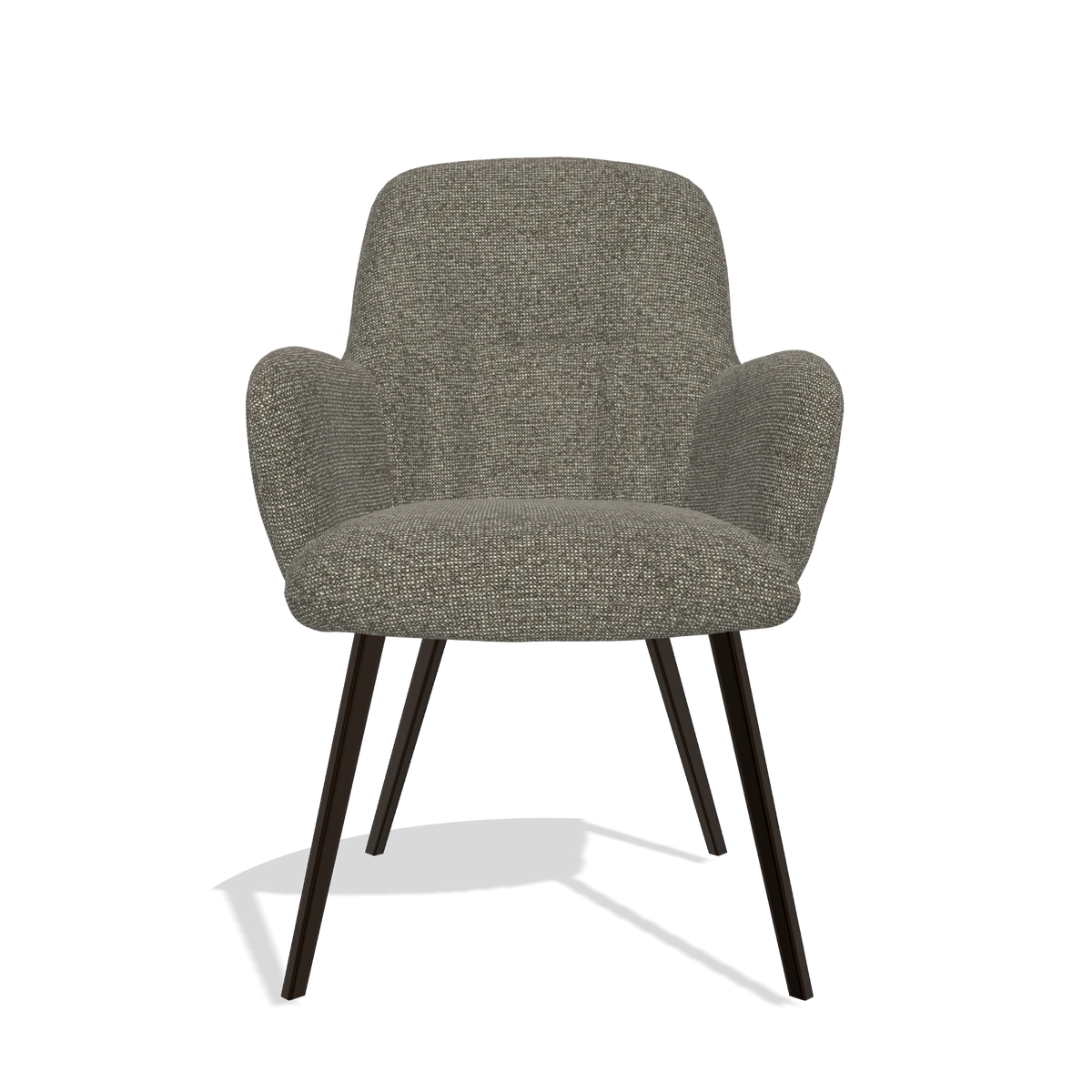 Dining Chair Mancini 6538 in Sneak 10 fabric (dark grey), espresso legs, front view