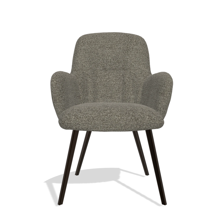 Dining Chair Mancini 6538 in Sneak 10 fabric (dark grey), espresso legs, front view