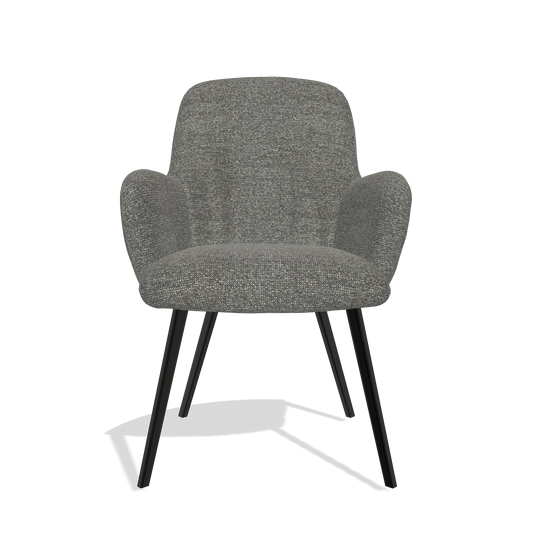 Chaise de salle à manger Mancini 6538 en tissu Sneak 12 (gris foncé), pieds en noir, vue de face