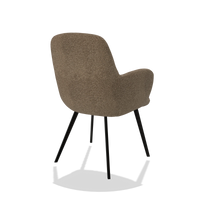 Dining Chair Mancini 6538 in Sneak 16 fabric (olive), black legs, back angled view