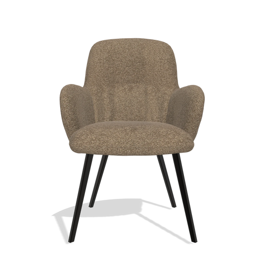 Chaise de salle à manger Mancini 6538 en tissu Sneak 16 (olive), pieds en noir, vue de face