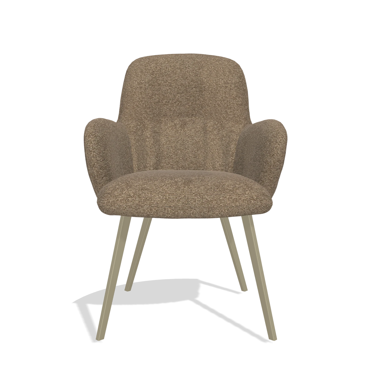 Dining Chair Mancini 6538 in Sneak 16 fabric (olive), champagne legs, front view