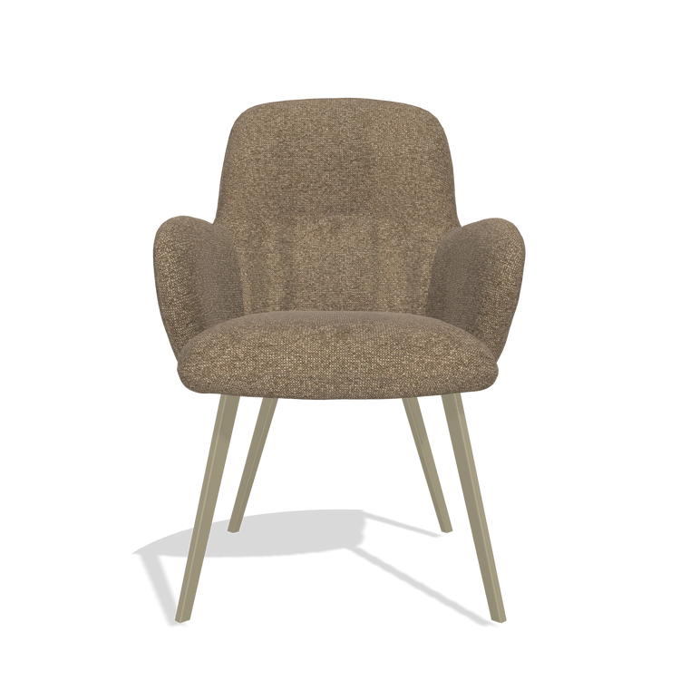 Dining Chair Mancini 6538 in Sneak 16 fabric (olive), champagne legs, front view