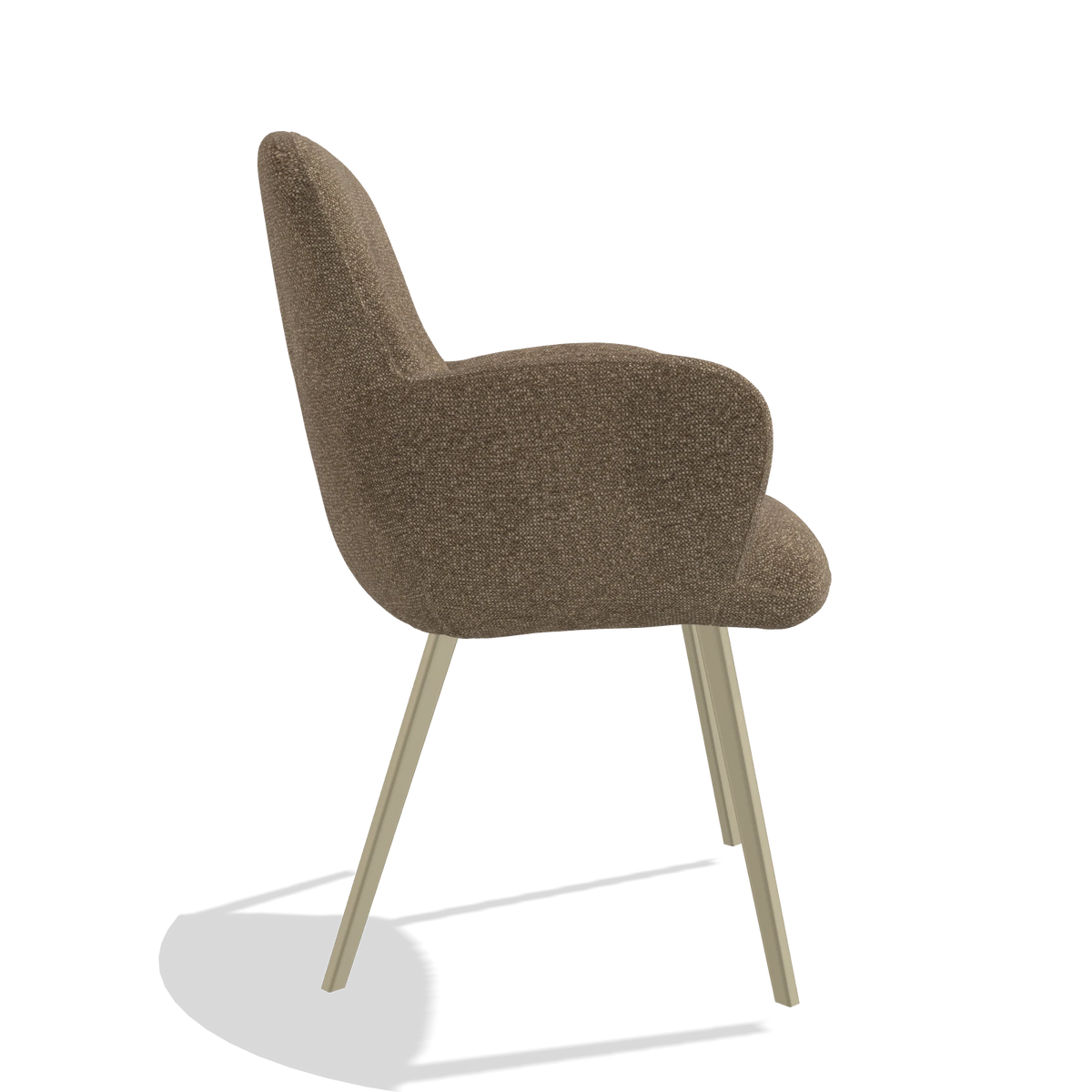 Dining Chair Mancini 6538 in Sneak 16 fabric (olive), champagne legs, side view