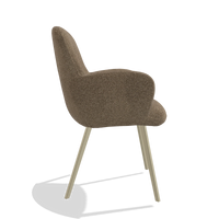 Dining Chair Mancini 6538 in Sneak 16 fabric (olive), champagne legs, side view