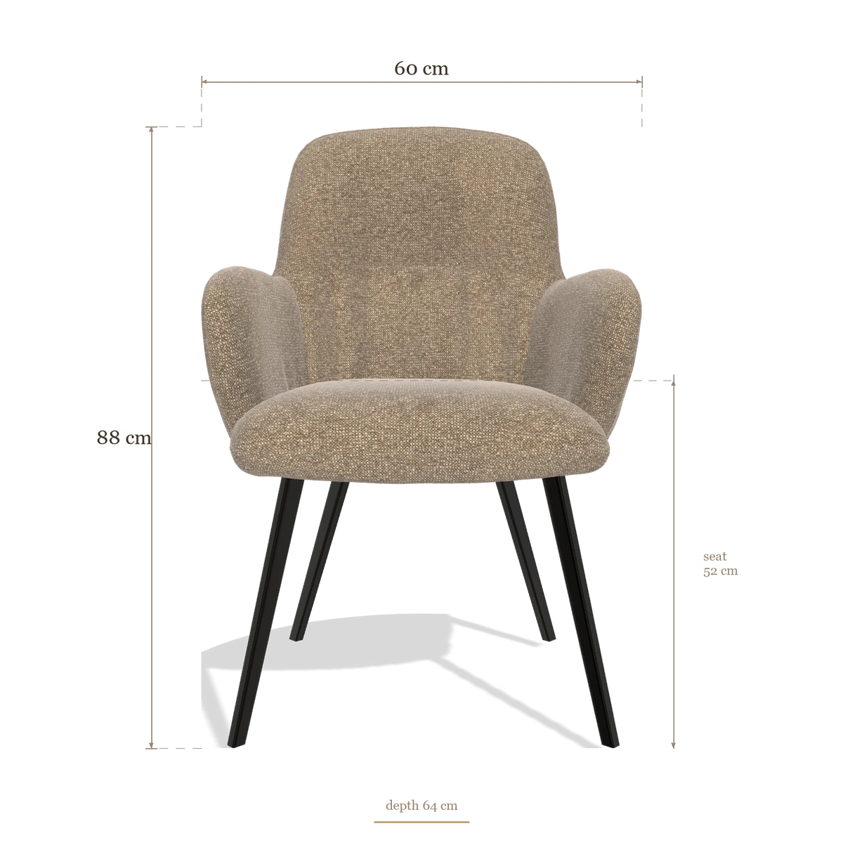 Dining Chair Mancini 6538, dimensions 60 x 64 x 88 cm
