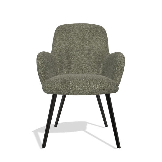 Chaise de salle à manger Mancini 6538 en tissu Sneak 59 (gris foncé), pieds en noir, vue de face