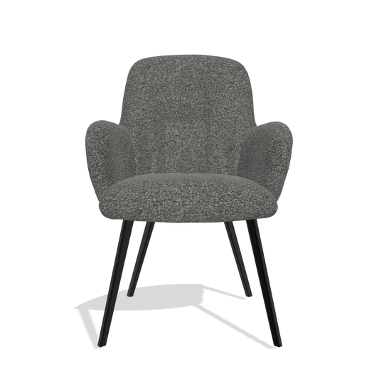 Chaise de salle à manger Mancini 6538 en tissu Sneak 65 (gris foncé), pieds en noir, vue de face