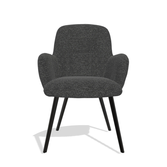 Chaise de salle à manger Mancini 6538 en tissu Sneak 67 (noir), pieds en noir, vue de face