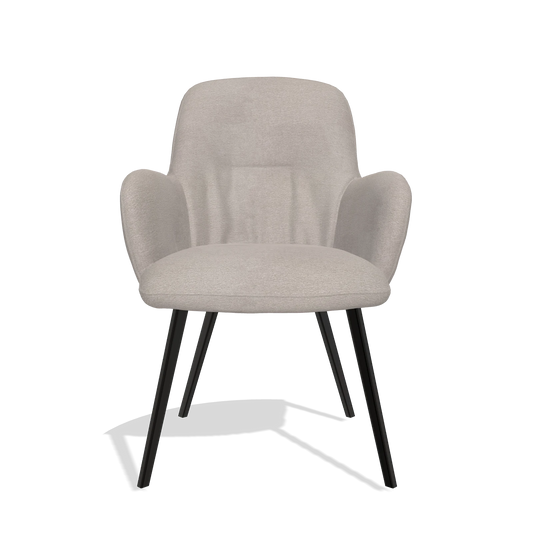 Chaise de salle à manger Mancini 6538 en tissu Stella 106 (grège), pieds en noir, vue de face