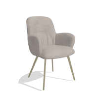 Chaise de salle à manger Mancini 6538 en tissu Stella 106 (grège), pieds en champagne, vue de trois-quarts