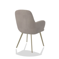 Chaise de salle à manger Mancini 6538 en tissu Stella 106 (grège), pieds en champagne, vue de trois-quarts arrière