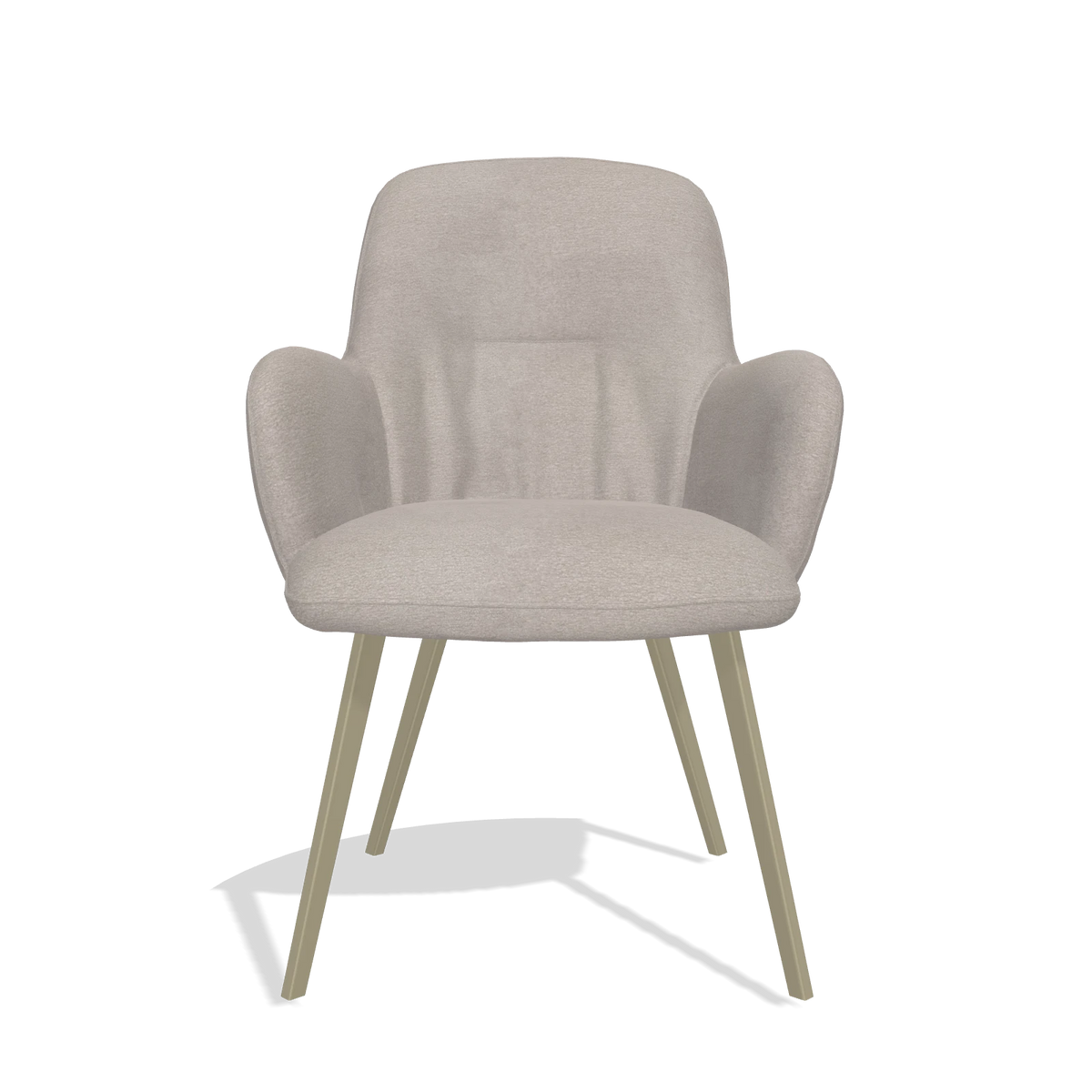 Chaise de salle à manger Mancini 6538 en tissu Stella 106 (grège), pieds en champagne, vue de face
