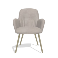 Chaise de salle à manger Mancini 6538 en tissu Stella 106 (grège), pieds en champagne, vue de face
