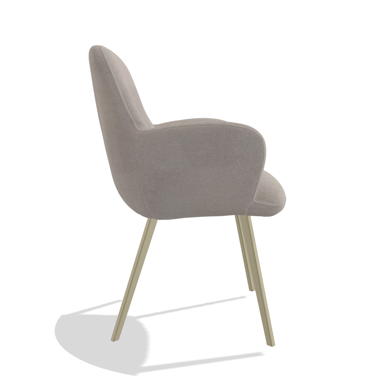 Chaise de salle à manger Mancini 6538 en tissu Stella 106 (grège), pieds en champagne, vue de profil