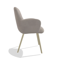 Chaise de salle à manger Mancini 6538 en tissu Stella 106 (grège), pieds en champagne, vue de profil
