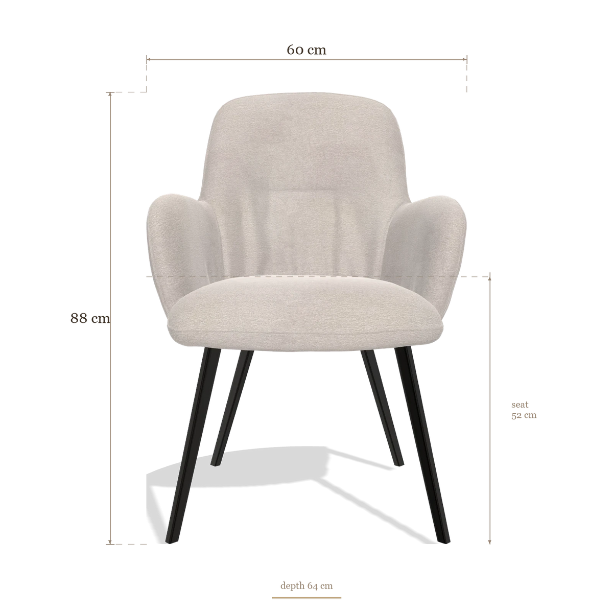 Chaise de salle à manger Mancini 6538, dimensions 60 x 64 x 88 cm