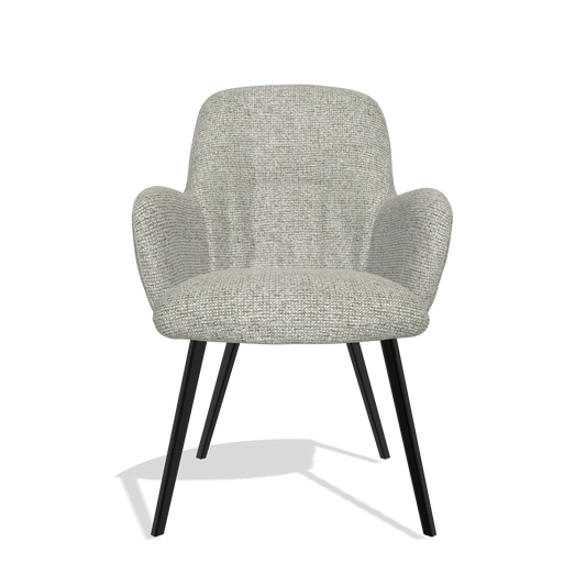 Chaise de salle à manger Mancini 6538 en tissu Taurus 01 (grège), pieds en noir, vue de face