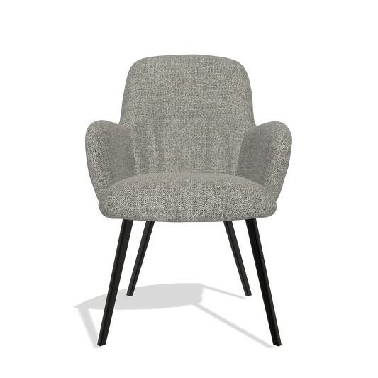 Chaise de salle à manger Mancini 6538 en tissu Taurus 65 (taupe), pieds en noir, vue de face