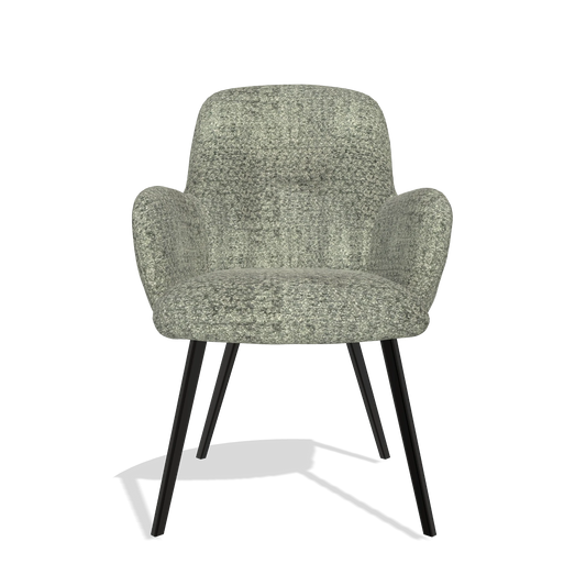 Chaise de salle à manger Mancini 6538 en tissu Venga 156 (taupe), pieds en noir, vue de face