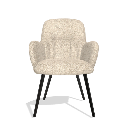Chaise de salle à manger Mancini 6538 en tissu Venga 214 (gris clair), pieds en noir, vue de face