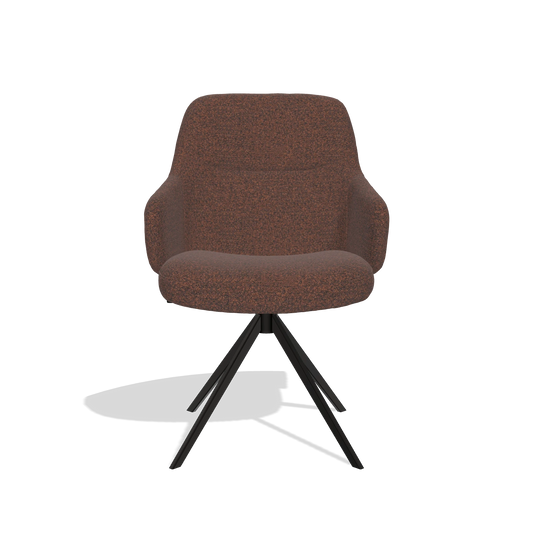 Esszimmerstuhl Marilyn De Luxe 6601 in Stoff Ascot Brick (Schokobraun), Drehfuß in Schwarz, Vorderansicht