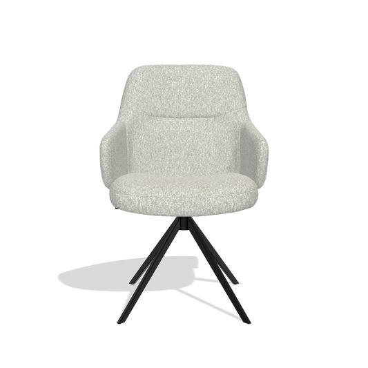 Esszimmerstuhl Marilyn De Luxe 6601 in Stoff Ascot Pearl (Hellgrau), Drehfuß in Schwarz, Vorderansicht