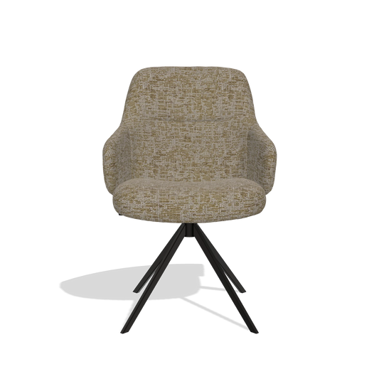 Chaise de salle à manger Marilyn De Luxe 6601 en tissu Be Fine 25 (taupe), pied pivotant en noir, vue de face