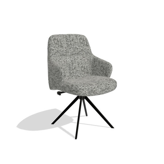 Esszimmerstuhl Marilyn De Luxe 6601 in Stoff Be Fine 45 (Taupe), Drehfuß in Schwarz, Schrägansicht