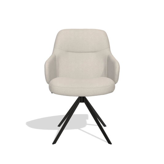 Chaise de salle à manger Marilyn De Luxe 6601 en tissu Boogie 02 (gris clair), pied pivotant en noir, vue de face