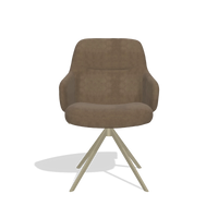 Sedia da pranzo Marilyn De Luxe 6601 in tessuto Bull 15 (marrone), base girevole in champagne, vista frontale
