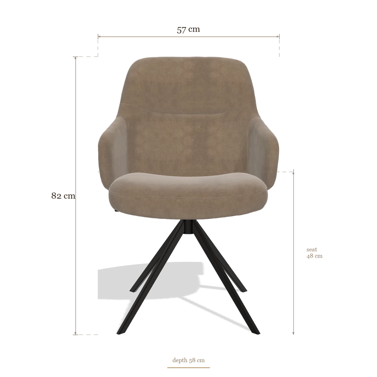 Sedia da pranzo Marilyn De Luxe 6601, dimensioni 57 x 58 x 82 cm