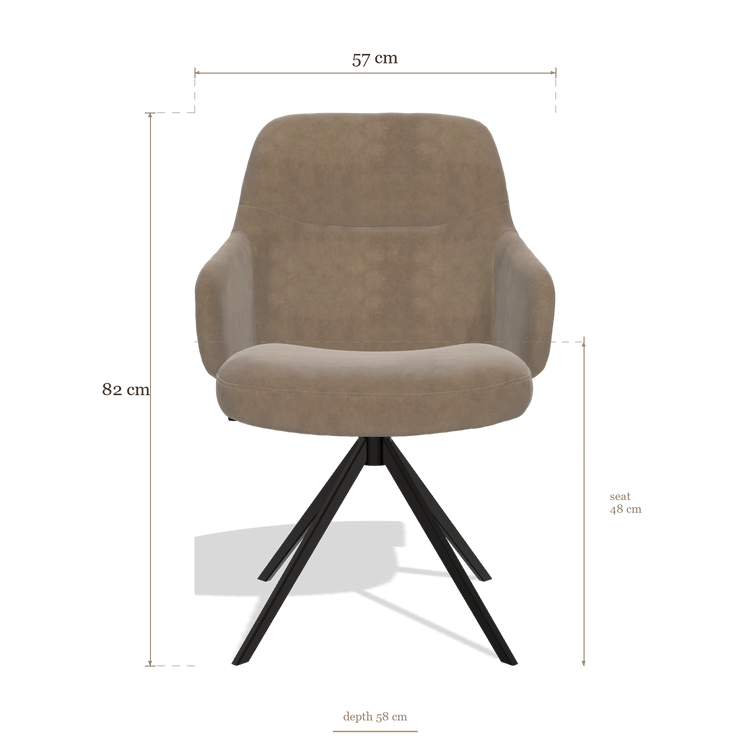 Sedia da pranzo Marilyn De Luxe 6601, dimensioni 57 x 58 x 82 cm