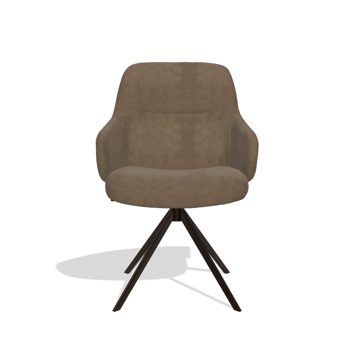 Sedia da pranzo Marilyn De Luxe 6601 in tessuto Bull 15 (marrone), base girevole in espresso, vista frontale