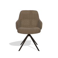 Sedia da pranzo Marilyn De Luxe 6601 in tessuto Bull 15 (marrone), base girevole in espresso, vista frontale