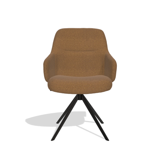 Chaise de salle à manger Marilyn De Luxe 6601 en tissu Glory 16 (marron), pied pivotant en noir, vue de face