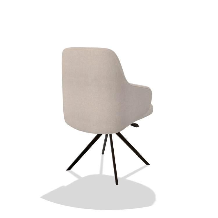 Dining Chair Marilyn De Luxe 6601 in Guard 01 fabric (light grey), espresso swivel base, back angled view