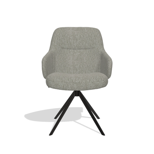 Chaise de salle à manger Marilyn De Luxe 6601 en tissu Lodge 01 (taupe), pied pivotant en noir, vue de face