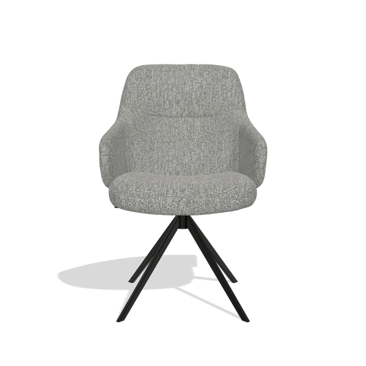 Chaise de salle à manger Marilyn De Luxe 6601 en tissu Lodge 40 (gris), pied pivotant en noir, vue de face