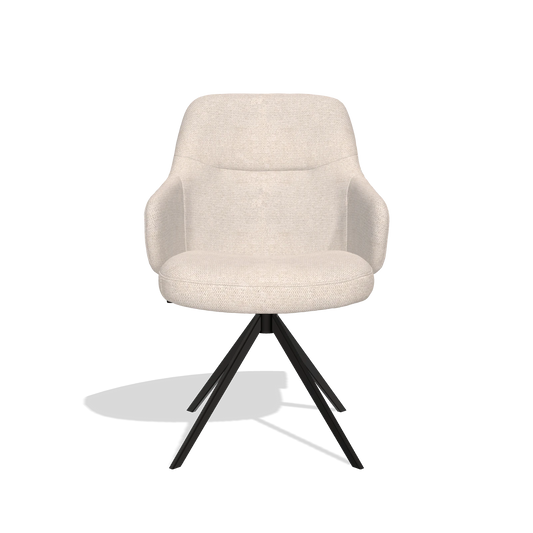 Chaise de salle à manger Marilyn De Luxe 6601 en tissu Mito 01 (gris clair), pied pivotant en noir, vue de face