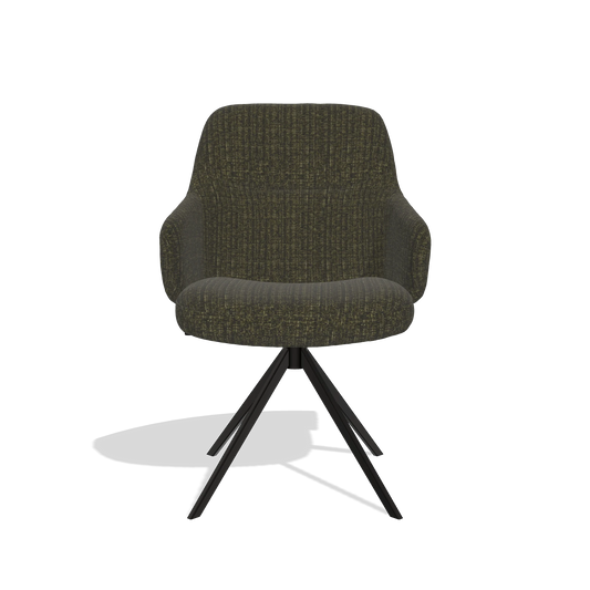 Chaise de salle à manger Marilyn De Luxe 6601 en tissu Niagara 502 (noir), pied pivotant en noir, vue de face