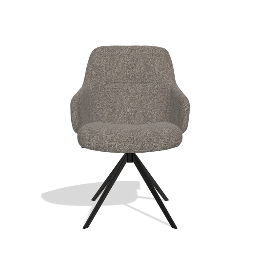 Chaise de salle à manger Marilyn De Luxe 6601 en tissu Oasis 108 (gris foncé), pied pivotant en noir, vue de face