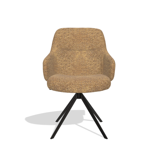 Chaise de salle à manger Marilyn De Luxe 6601 en tissu Oasis 16 (caramel), pied pivotant en noir, vue de face