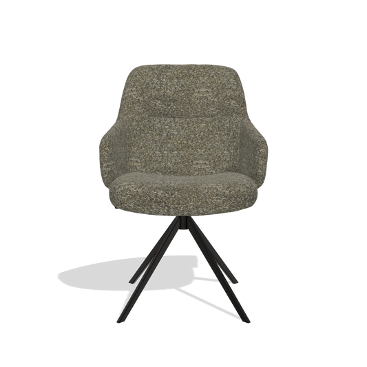 Chaise de salle à manger Marilyn De Luxe 6601 en tissu Oasis 88 (marron), pied pivotant en noir, vue de face