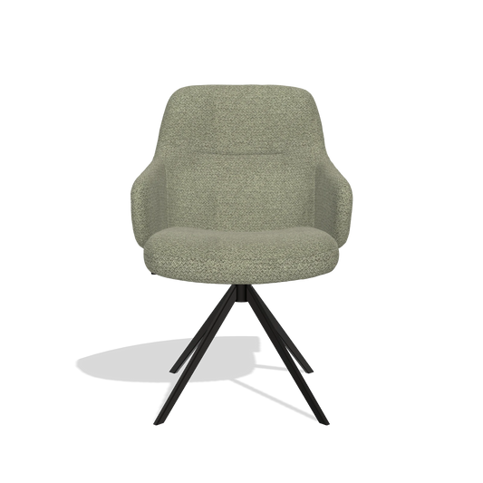 Chaise de salle à manger Marilyn De Luxe 6601 en tissu Rhythm 206 (taupe), pied pivotant en noir, vue de face
